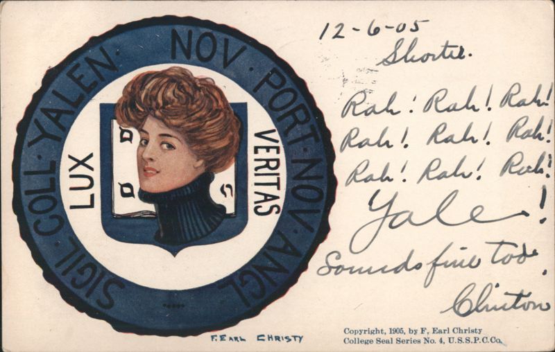 Yale University Seal, Woman's Portrait, F. Earl Christy Art