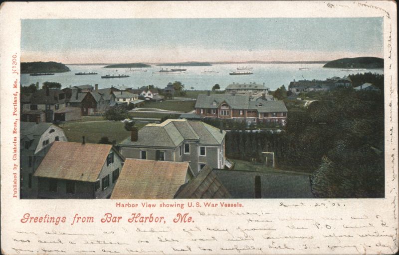 Bar Harbor View showing U.S. War Vessels Maine