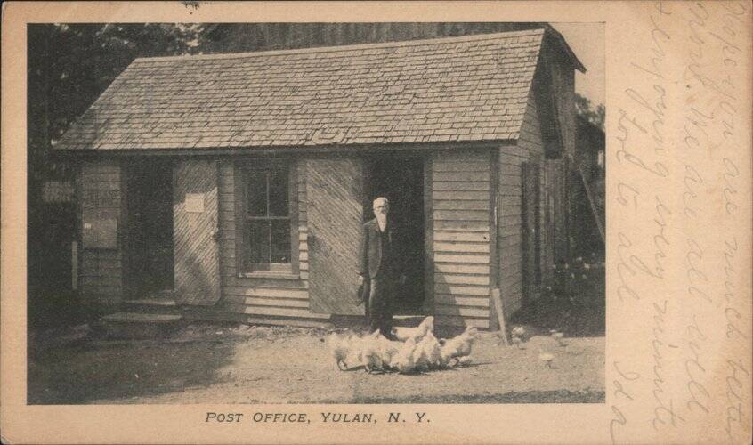 Yulan, NY Post Office with Postmaster & Chickens New York