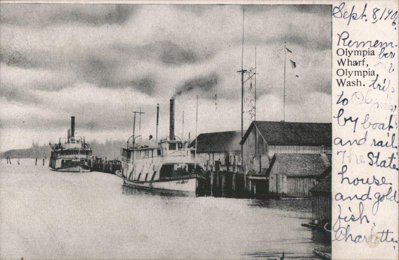 Olympia Wharf, Steamboats & Waterfront Buildings