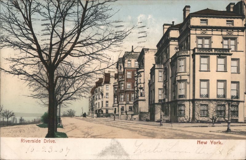 Riverside Drive Street Scene with Stately Townhouses