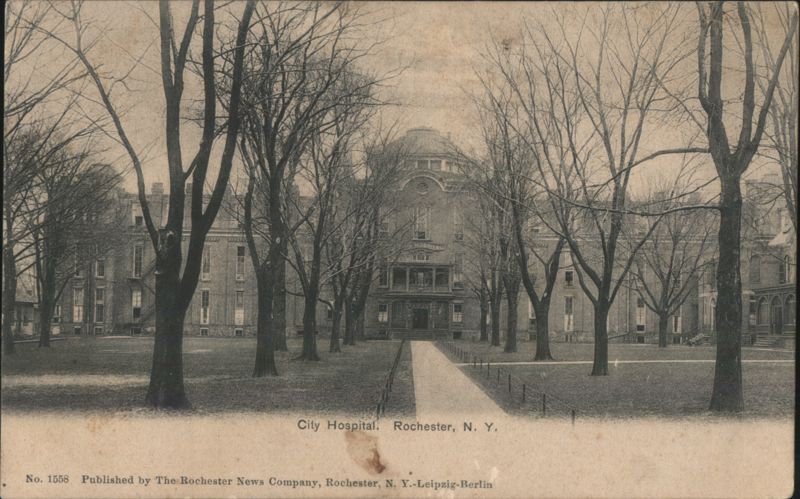 City Hospital with Central Dome and Bare Trees