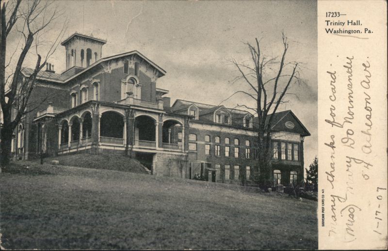 Trinity Hall Building with Tower and Arched Porch Washington Pennsylvania