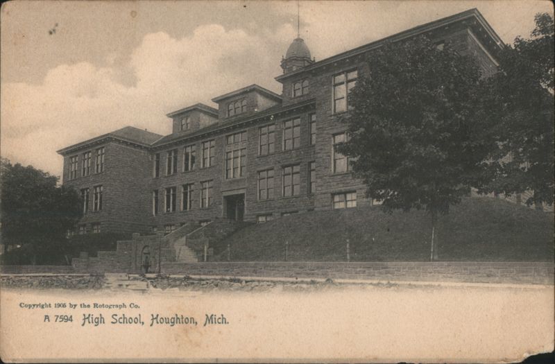 High School Building with Cupola Houghton Michigan