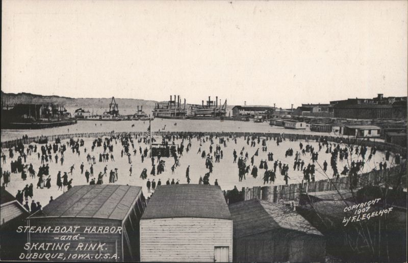 Steam-Boat Harbor and Skating Rink Dubuque Iowa F.L. Egelhof