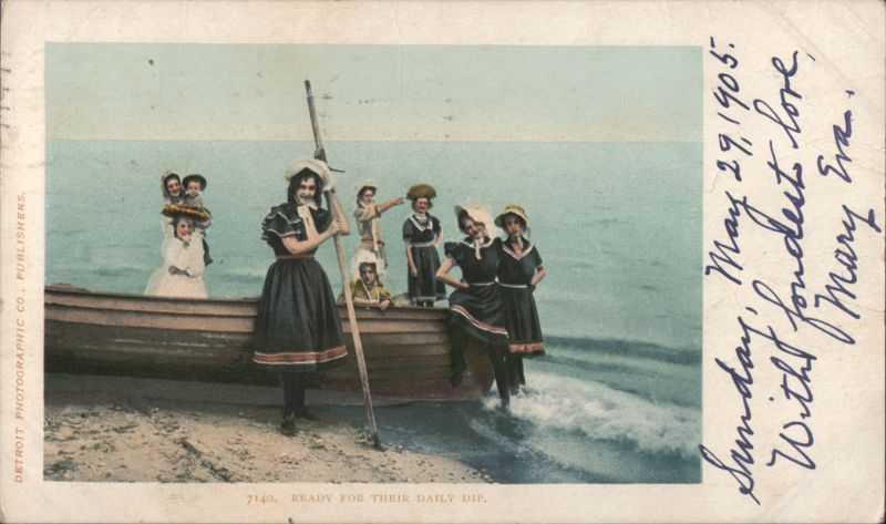 Ready for Their Daily Dip, Women in Bathing Suits Swimsuits & Pinup
