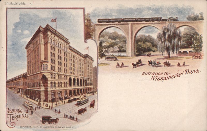 Reading Terminal and Entrance to Wissahickon Drive Philadelphia Pennsylvania