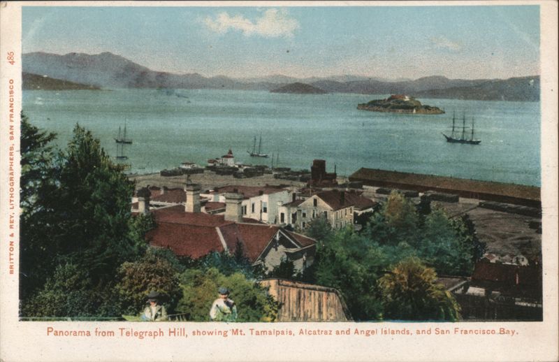 Panorama from Telegraph Hill, Mt. Tamalpais & Alcatraz San Francisco California