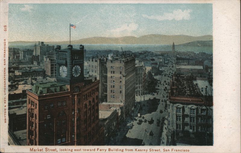 Market Street Looking East toward Ferry Building San Francisco California