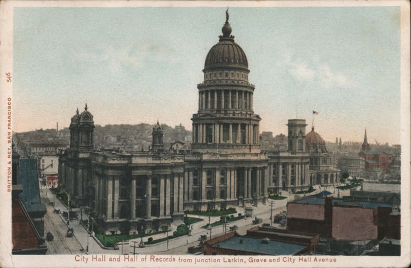 City Hall and Hall of Records from Larkin and Grove San Francisco California