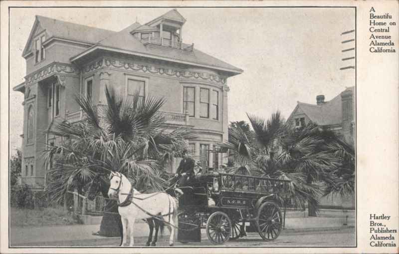 Home on Central Avenue with A.F.D. 3 Fire Carriage Alameda California