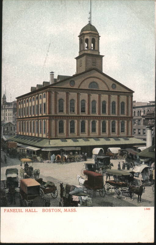 Faneuil Hall with Horse-Drawn Carriages