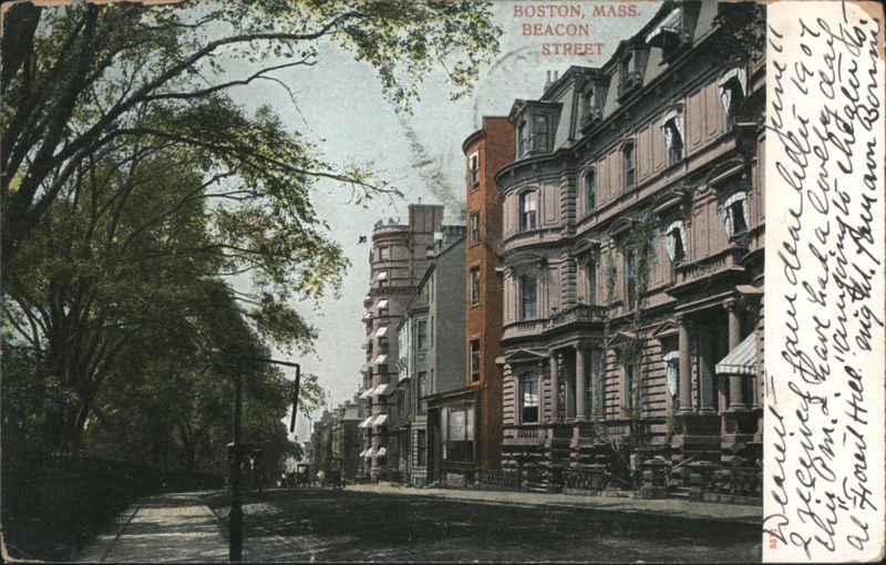 Beacon Street with Ornate Brownstone Buildings