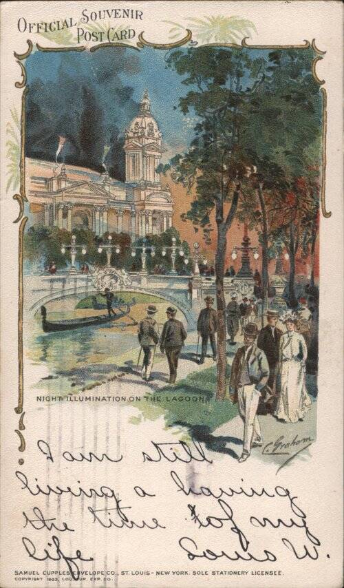 Night Illumination on the Lagoon, 1904 World's Fair St. Louis Missouri