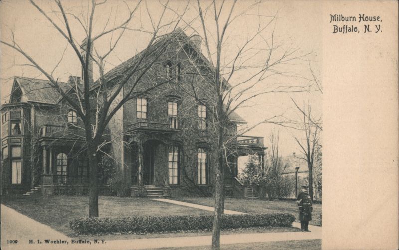Milburn House with Uniformed Guard on Front Lawn