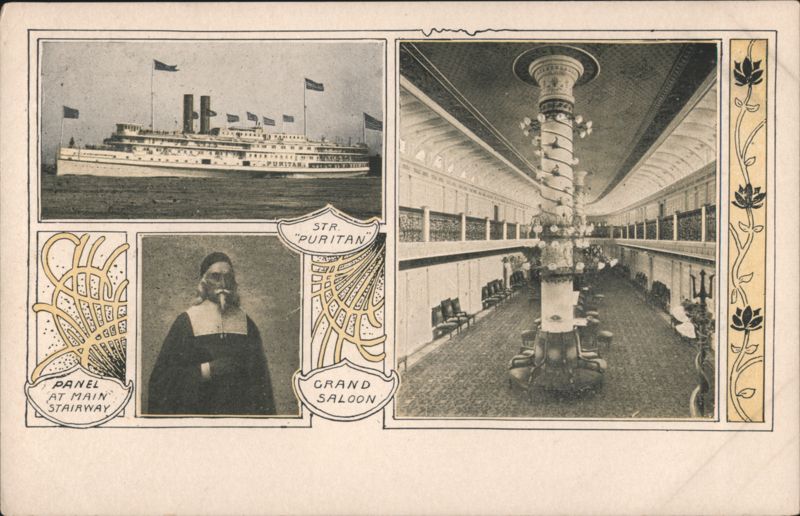 Steamer Puritan, Grand Saloon and Main Stairway Panel