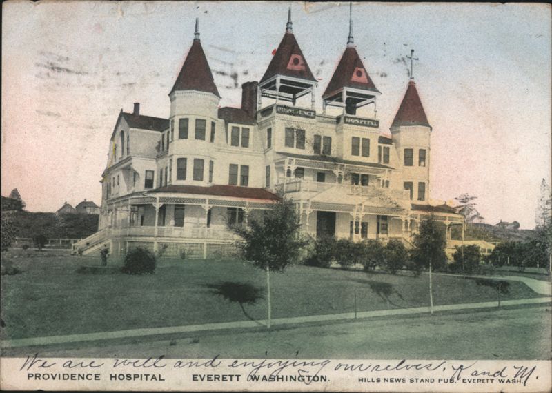 Providence Hospital with Red Turrets Everett Washington