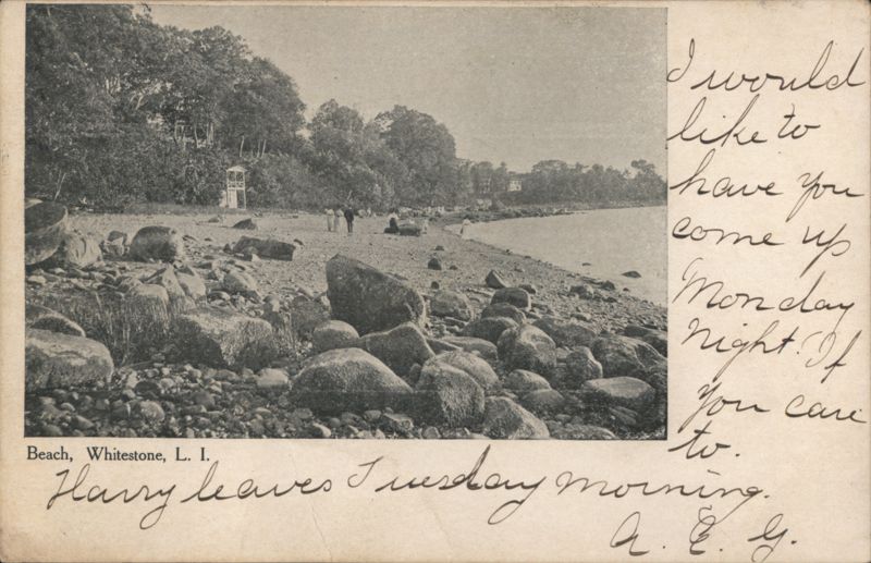 Beach Scene at Whitestone, Long Island New York