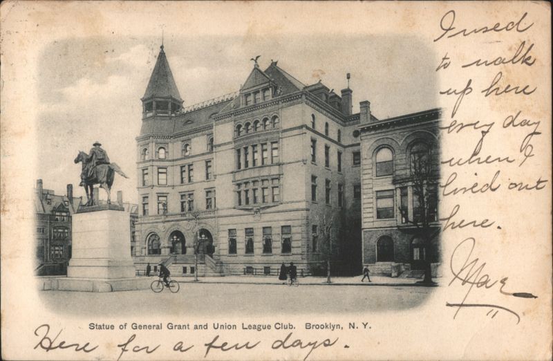 Statue of General Grant and Union League Club Brooklyn New York
