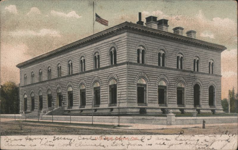 U.S. Mint Building with American Flag