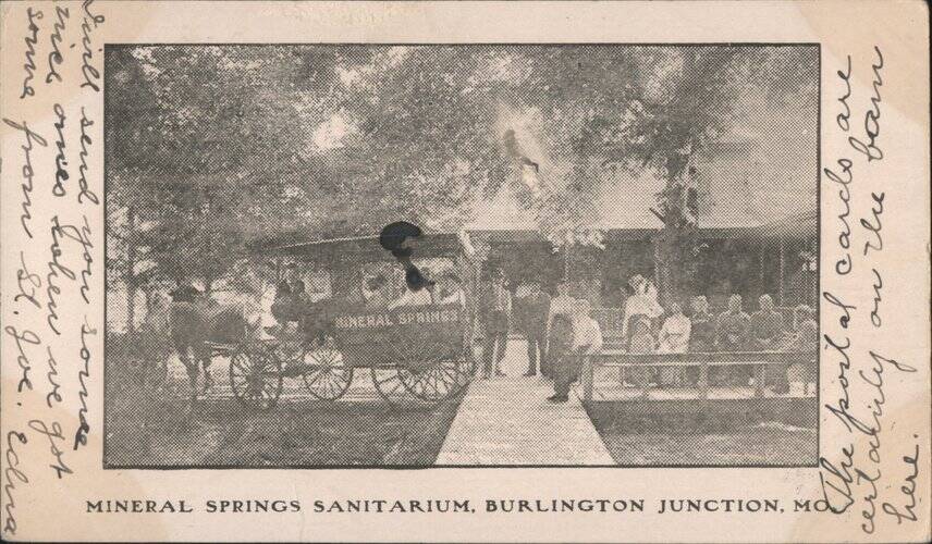 Mineral Springs Sanitarium Horse-Drawn Wagon Burlington Junction Missouri