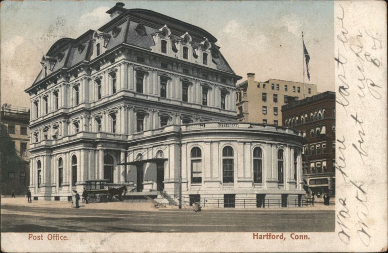 Post Office with Rounded Wing and Mansard Roof Hartford Connecticut