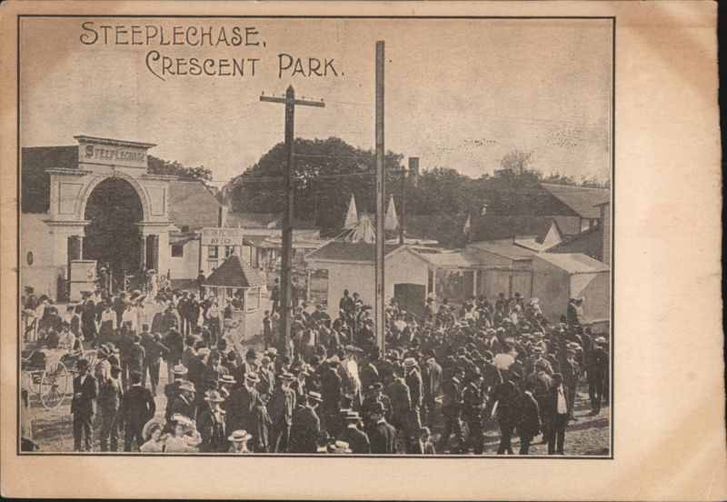 Steeplechase Entrance and Crowds at Crescent Park East Providence Rhode Island