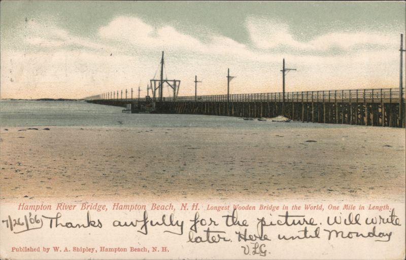Hampton River Bridge, Longest Wooden Bridge in the World Hampton Beach New Hampshire