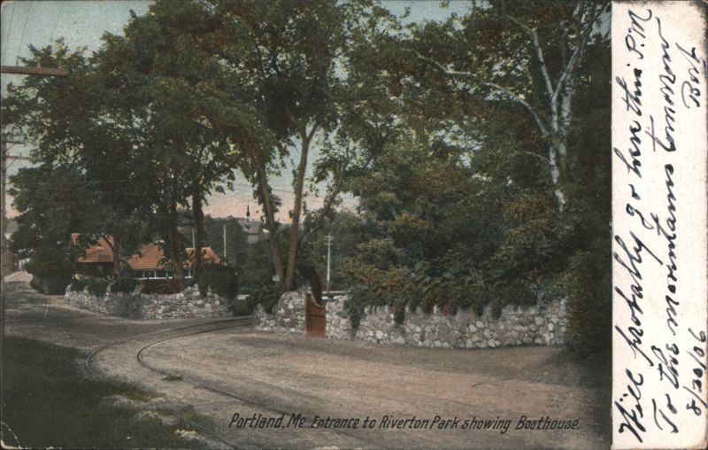 Entrance to Riverton Park showing Boathouse Portland Maine