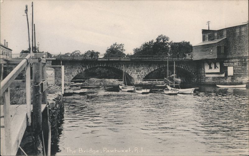 Stone Arch Bridge and Boats, Pawtuxet Rhode Island