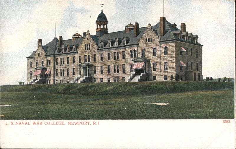 U.S. Naval War College Building with Striped Awnings