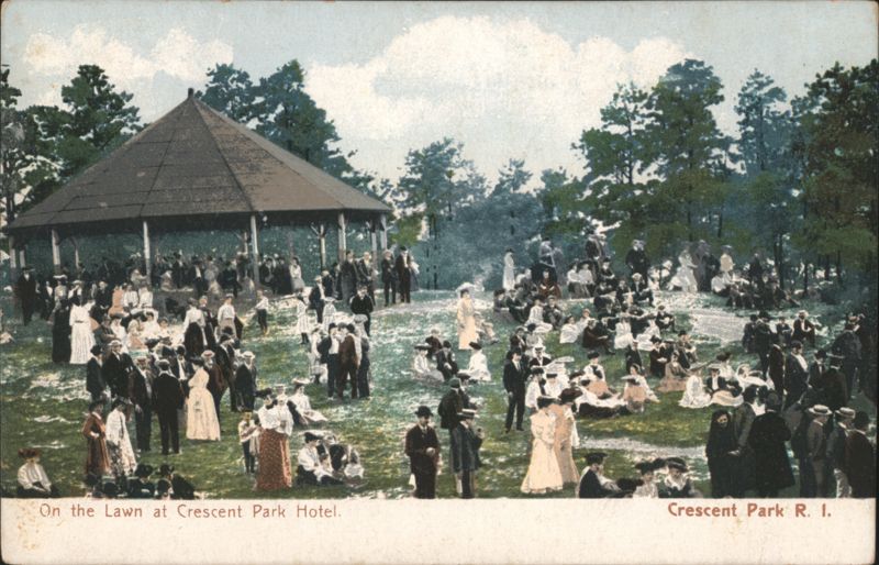 Crowds on the Lawn at Crescent Park Hotel Rhode Island
