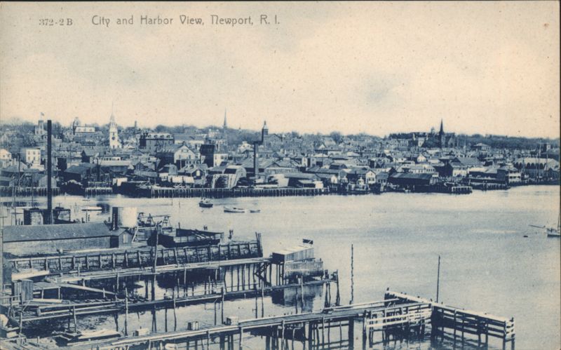 City and Harbor View with Waterfront Docks