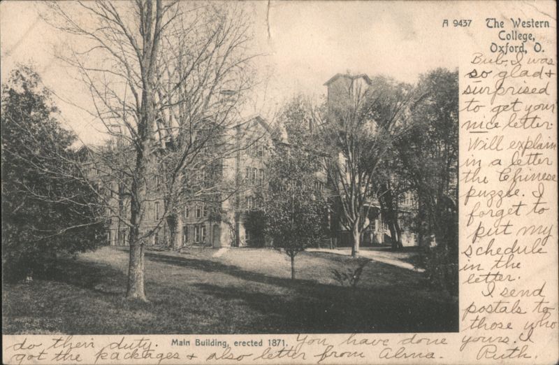 Main Building, The Western College, Erected 1871 Oxford Ohio