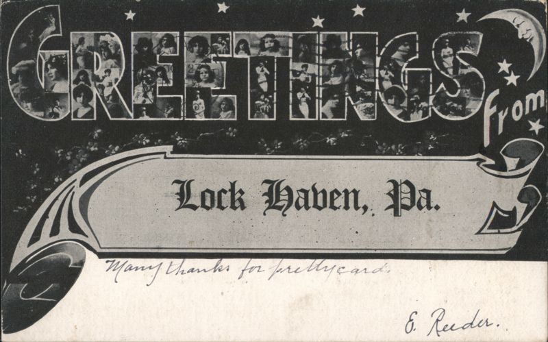 Greetings with Portrait Letters and Crescent Moon