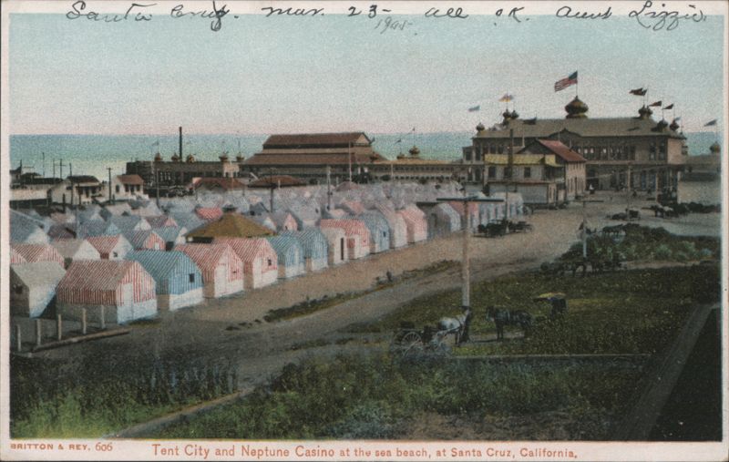 Tent City and Neptune Casino at the Sea Beach Santa Cruz California