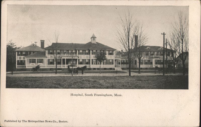 Hospital Building with Cupola and Horse-Drawn Carriages