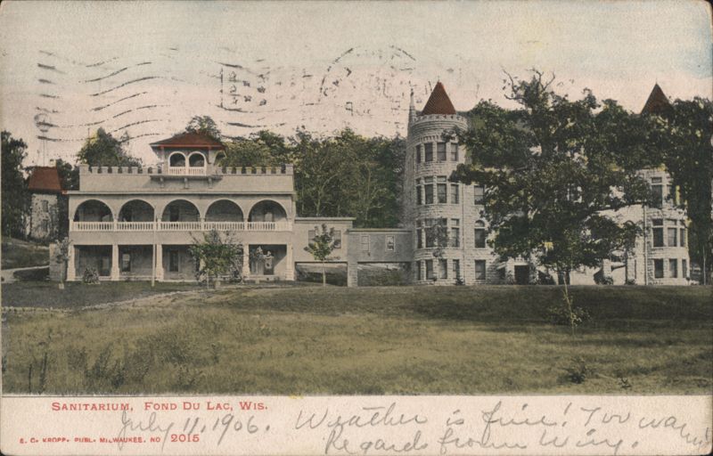 Sanitarium with Stone Tower and Arched Porch