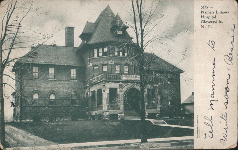 Nathan Littauer Hospital with Turret and Arched Entrance