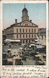 Faneuil Hall Market Scene, Boston Postcard