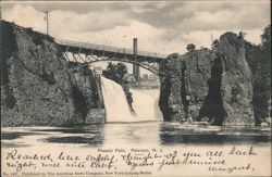 Passaic Falls with Bridge Postcard