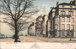 Riverside Drive Street Scene with Stately Townhouses Postcard