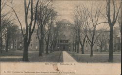 City Hospital with Central Dome and Bare Trees Postcard