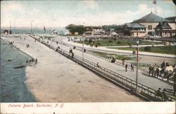 Crowded Boardwalk and Pavilion at Ontario Beach Postcard