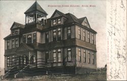Washington School Building with Bell Tower Postcard