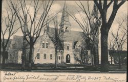 Congregational Church with Stone Architecture and Steeple Postcard