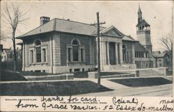 Public Library with Ornate Clock Tower Postcard