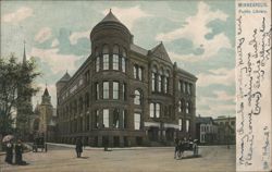 Public Library Building with Corner Turret Postcard