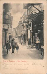 Street in Chinatown with People and Balconies Postcard