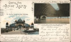 Saltair Pavilion Exterior and Interior Views, Great Salt Lake Postcard